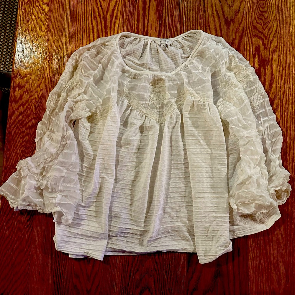 3/4 sleeve Lucky Brand white Boho Top